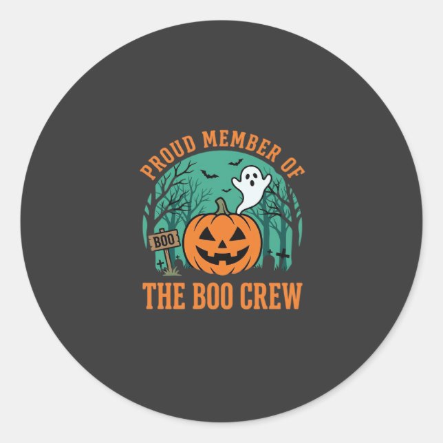 Adesivo Equipe Boo Design de Abóbora de Fantasma de Hallow (Frente)