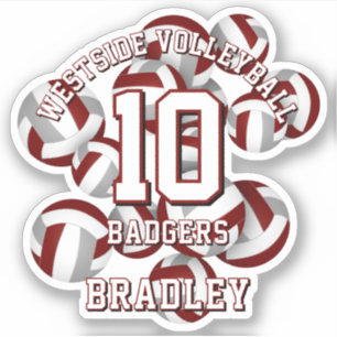 Adesivo equipe da cinza de maroon colore volleybolas nome 