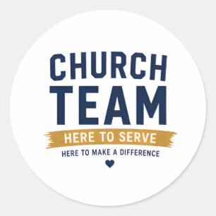 Adesivo Equipe da Igreja Aqui para Servir Design Inspirado