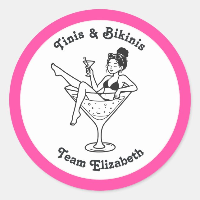 Adesivo Equipe da Noiva Despedida Tinis & Bikinis (Frente)