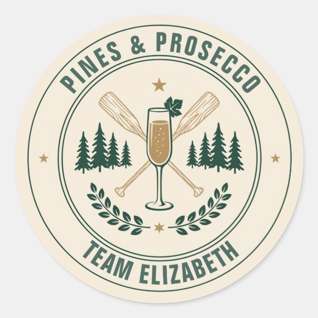Adesivo Equipe da Noiva Pines & Prosecco Acampamento de De (Frente)