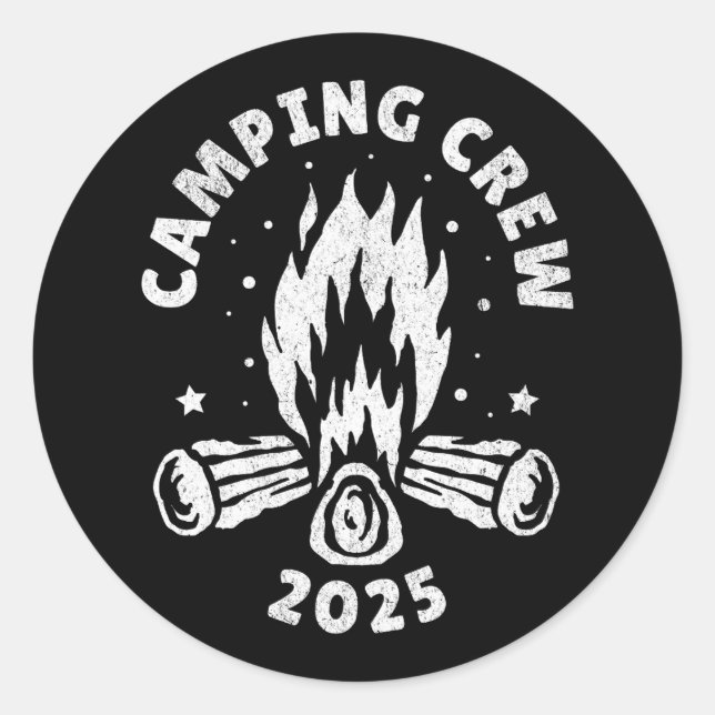 Adesivo Equipe de Acampamento 2025 Camper Vintage (Frente)