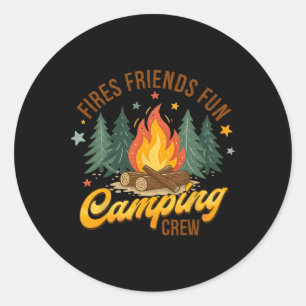 Adesivo Equipe de acampamento divertido de amigos de fogo