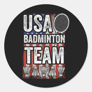 Adesivo Equipe de Badminton Americano Flag Funny Badminton