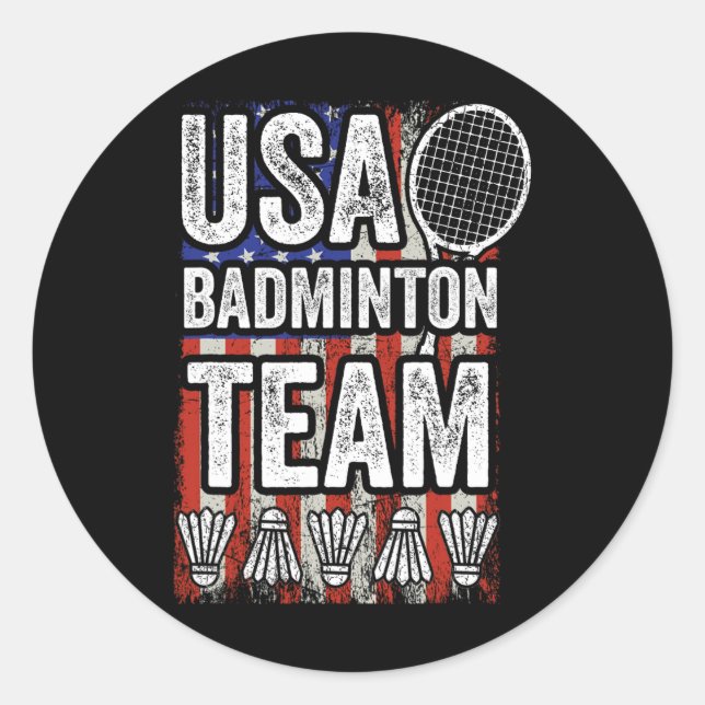 Adesivo Equipe de Badminton Americano Flag Funny Badminton (Frente)