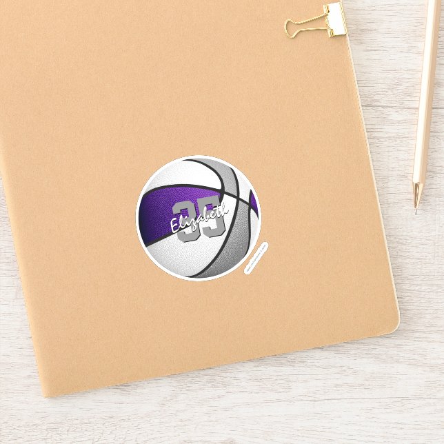 Adesivo Equipe de basquete de cinza roxa colorido presente (Notebook)