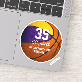 Adesivo Equipe de basquetebol em ouro roxo cores meninas