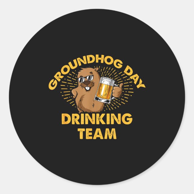 Adesivo Equipe de Bebedores do Dia da Marmota Cerveja do D (Frente)
