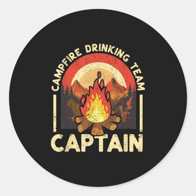 Adesivo Equipe de Bebendo de Campfire Capitão Engraçado Ca (Frente)