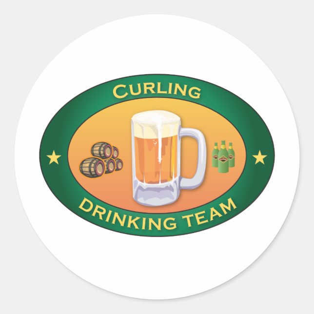 Adesivo Equipe de Bebendo de Curling (Frente)