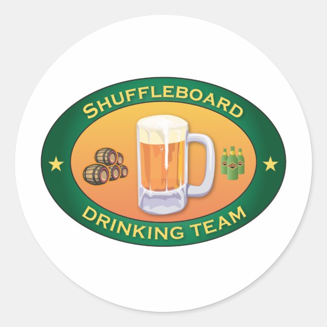 Adesivo Equipe de Bebendo do Shuffleboard (Frente)