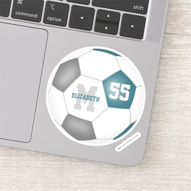 Adesivo Equipe de cinza de Teal colorido futebol feminino (Detalhe)