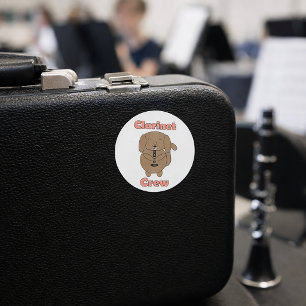 Adesivo Equipe de Clarinete Fofa Cachorro Marrom Kawaii