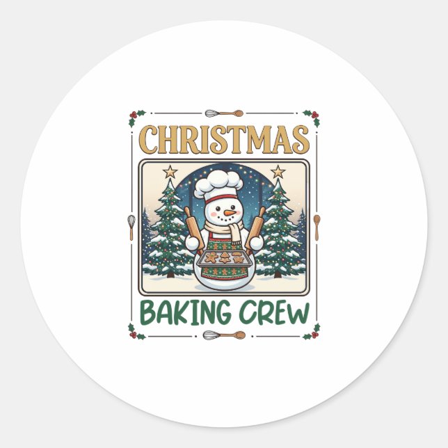 Adesivo Equipe de Confeitaria de Natal Boneco de Neve Chef (Frente)