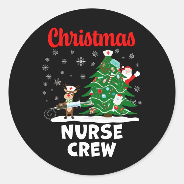 Adesivo Equipe de Enfermeiros de Natal com Papai Noel e Re (Frente)