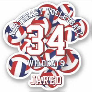 Adesivo equipe de esporte azul vermelho colorido volleybol