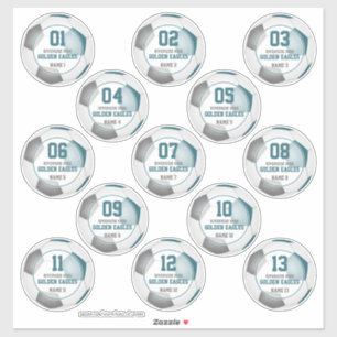 Adesivo Equipe de futebol da cinza de Teal colorido conjun