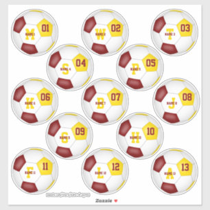 Adesivo Equipe de futebol de ouro Maroon colorido crianças