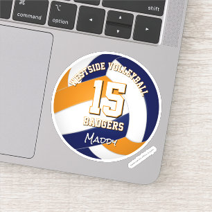 Adesivo equipe de laranja azul colorido de voleibol