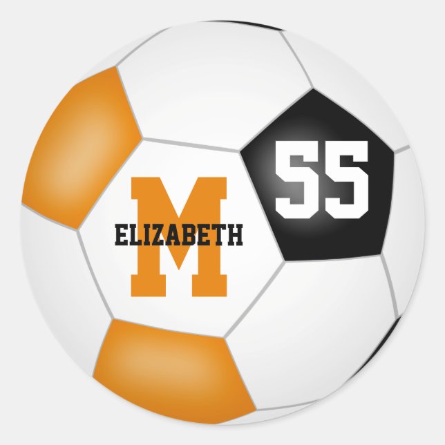 Adesivo equipe de laranja preto colorido bola personalizad (Frente)