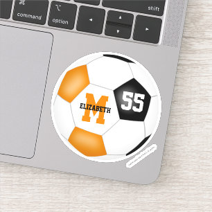 Adesivo equipe de laranja preto cor moça futebol masculino