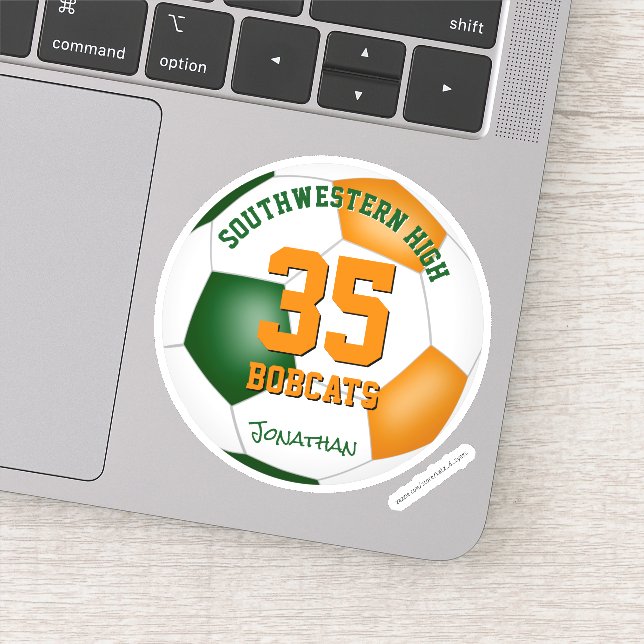 Adesivo equipe de laranja verde cores futebol masculino (Detalhe)