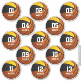 Adesivo equipe de ouro negro colorido jogadores de basquet
