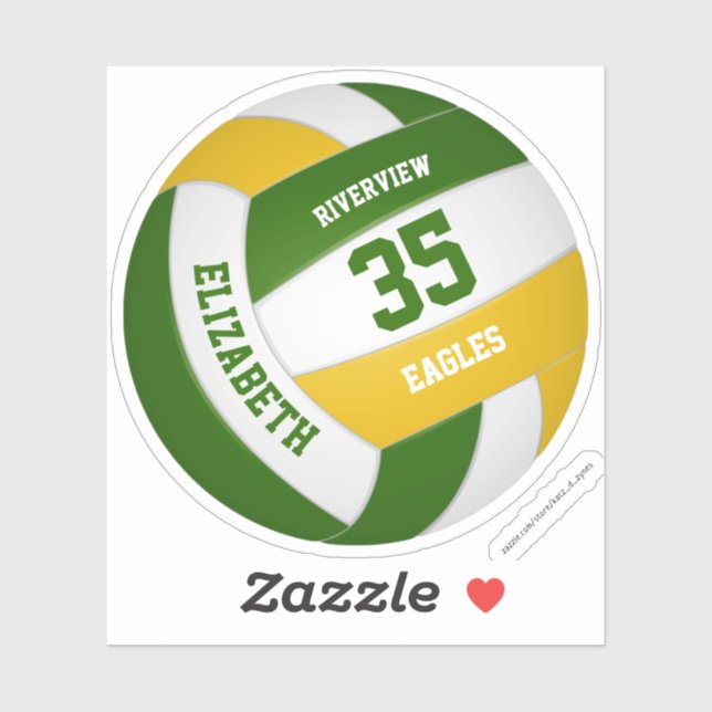 Adesivo equipe de ouro verde cores voleibol feminino (Folha)