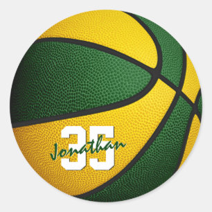 Adesivo equipe de ouro verde que cria basquetebol feminino