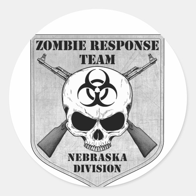 Adesivo Equipe de Resposta Zombie: Divisão de Nebraska (Frente)