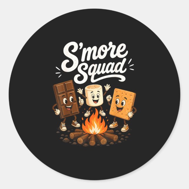Adesivo Equipe de S'mores divertido marshmallow fogueira  (Frente)