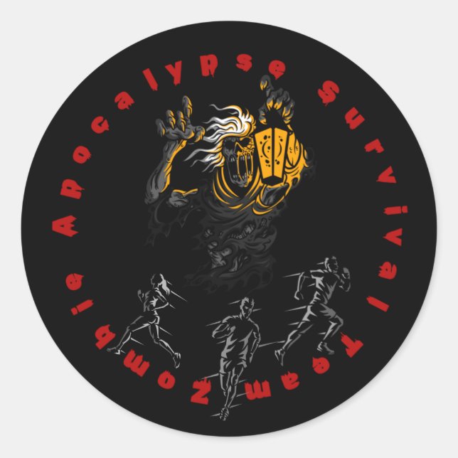 Adesivo Equipe de Sobrevivência Apocalypse Zombie pode sob (Frente)