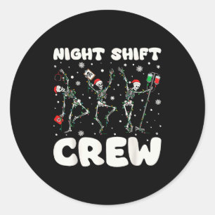 Adesivo Equipe do Turno da Noite de Natal Dançando Enferme