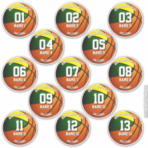 Adesivo Equipe esportiva de ouro verde colorido basquete