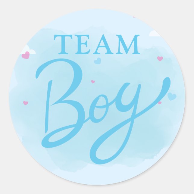Adesivo Equipe garoto aquarela cor rosa gênero revelação (Frente)
