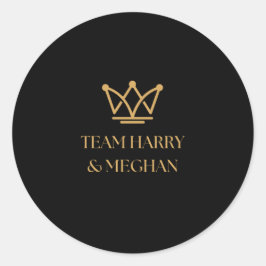 ADESIVO EQUIPE HARRY & MEGHAN COM CROWN DOURADO
