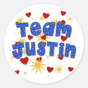 Adesivo EQUIPE JUSTIN! T-shirt para miúdos e adultos