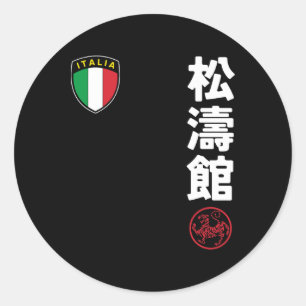 Adesivo Equipe Karate Shotokan Itália Flag Kanji Japonês M