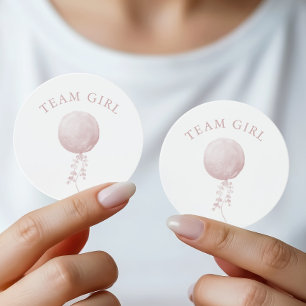 Adesivo Equipe Menina Balão Rosa Minimalista Revelação de