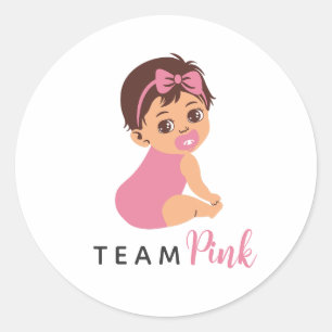 Adesivo Equipe Menina Bebê Fofo com Laço Rosa e Chupeta