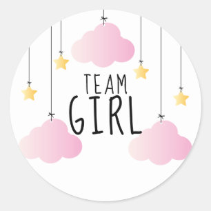 Adesivo Equipe Menina Estrelas Nuvens Rosa Revelação de Gê