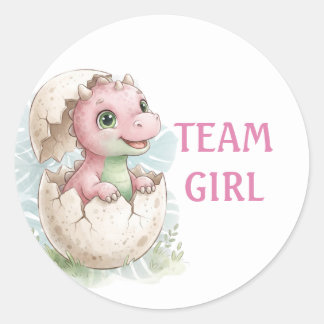Adesivo Equipe Menina Revelação de Gênero de Dinossauro Sa