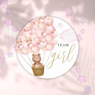 Adesivo Equipe Menina Urso de Pelúcia Rosa Revelação do Se