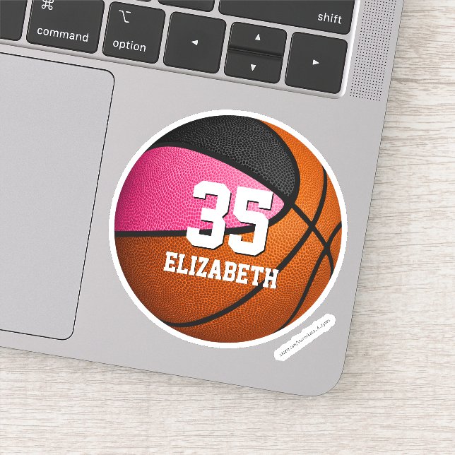 Adesivo Equipe negra rosa colorido basquetebol feminino (Detalhe)