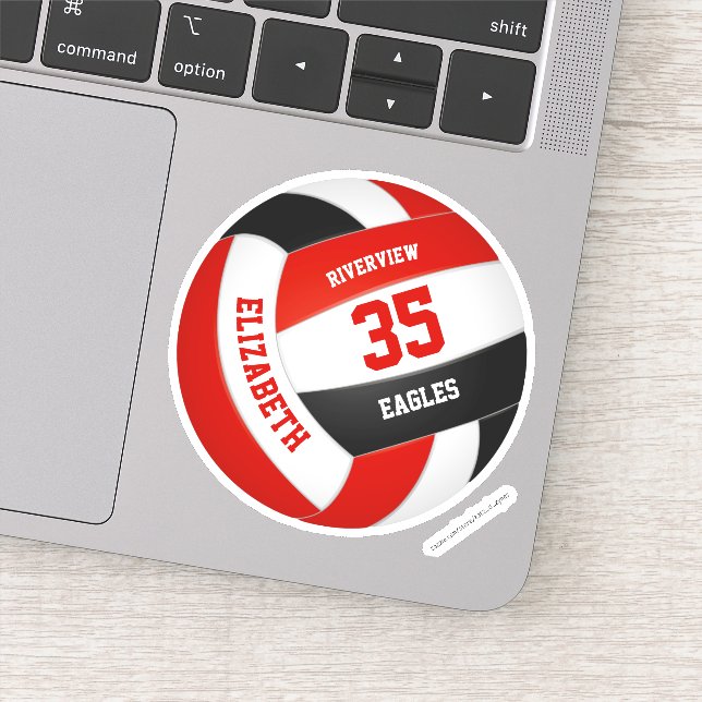 Adesivo equipe negra vermelha cores voleibol feminino (Detalhe)