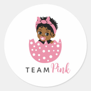Adesivo Equipe Rosa Bebê Negra Americana Dentro do Ovo
