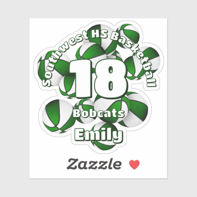 Adesivo equipe verde cores basketball crianças esporte (Folha)