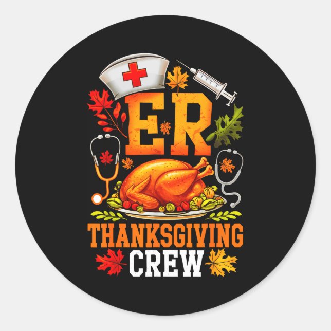 Adesivo Er Thanksgiving Crew Nurse Emergency Room Register (Frente)