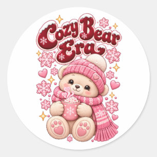 Adesivo Era do Urso Aconchegante Natal Rosa Fofo