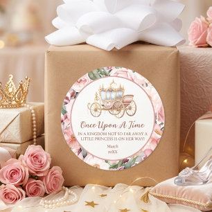 Adesivo Era Uma Vez Chás de Bebê Princesa Rosa